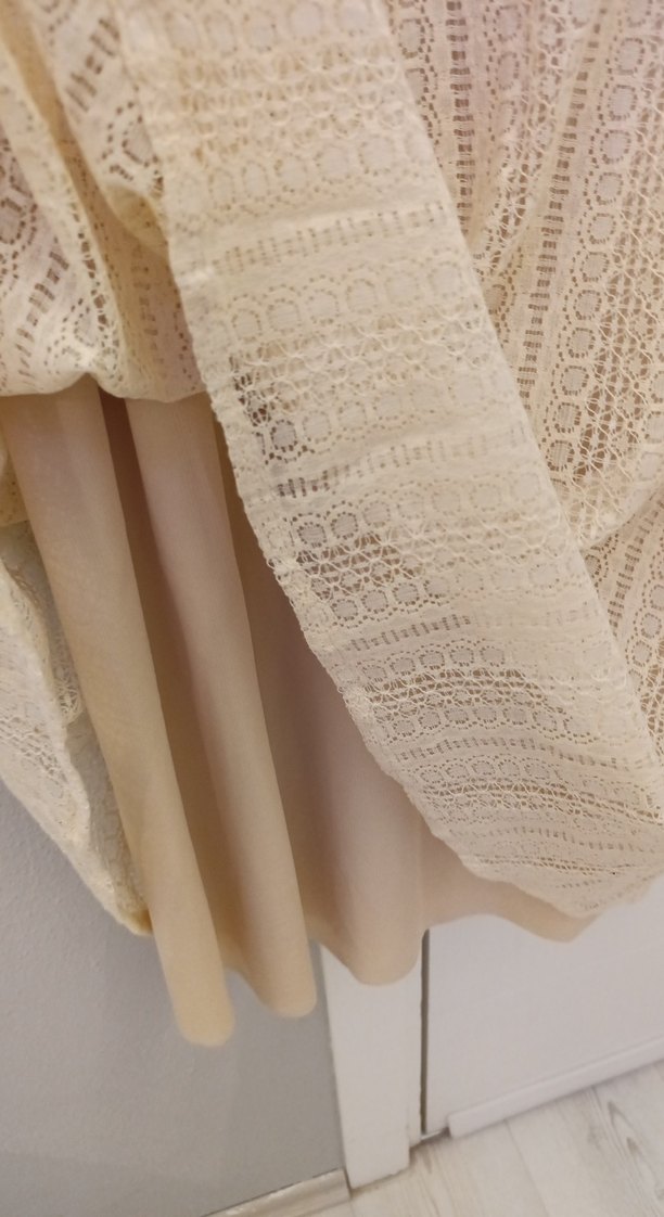 Dantel Detaylı krem Bohem Uzun Elbise - Görsel 4