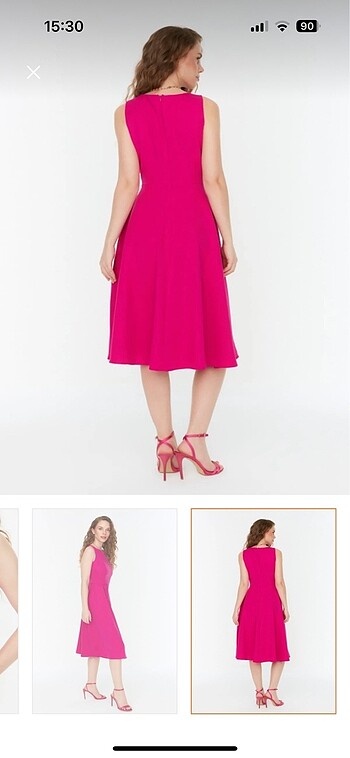 38 Beden Midi pembe elbise