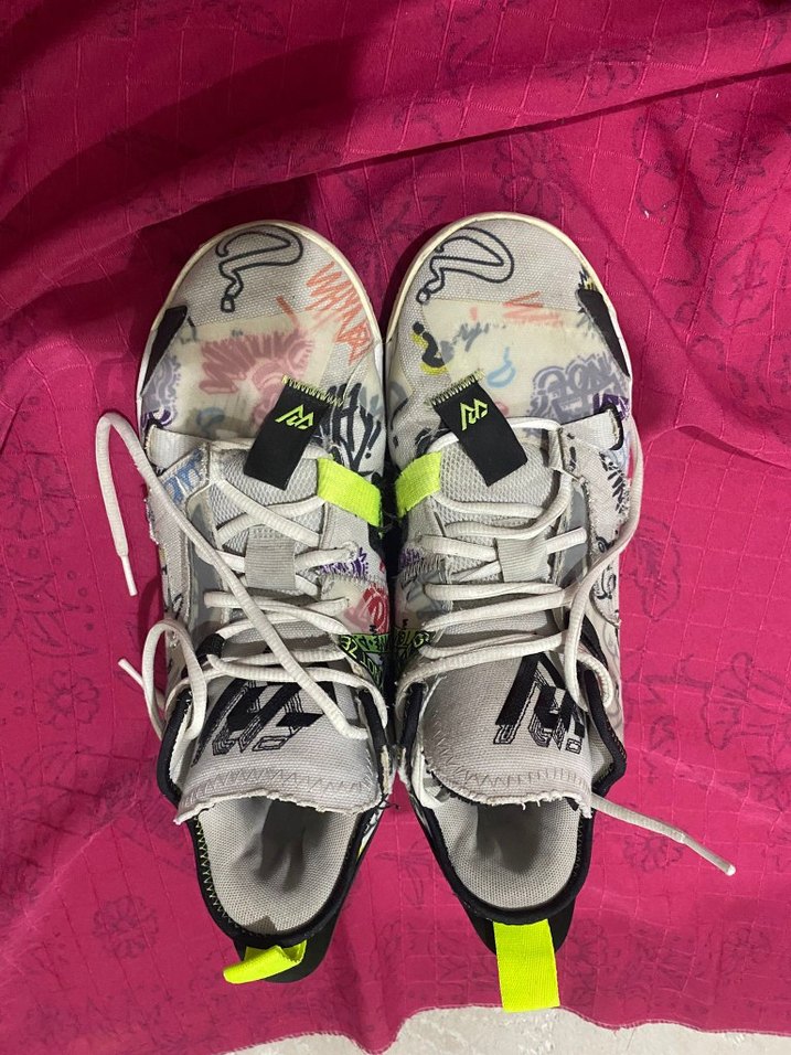 Renkli Baskılı Basketbol Ayakkabısı Velcro Bantlı - Görsel 2