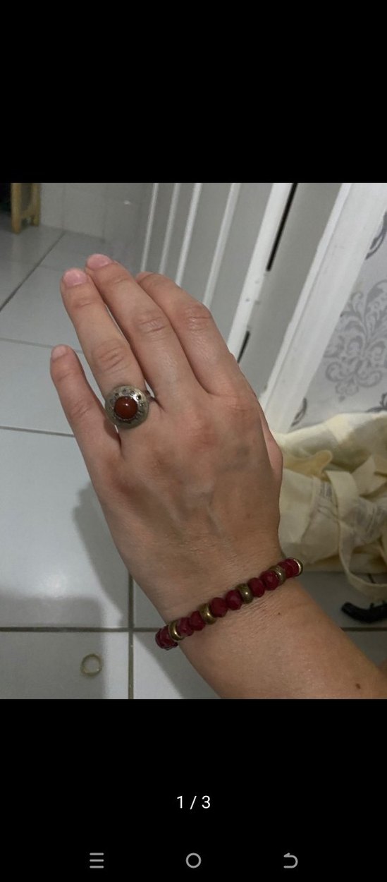 Kırmızı Boncuklu Bohem Kadın Yüzüğü - Görsel 2