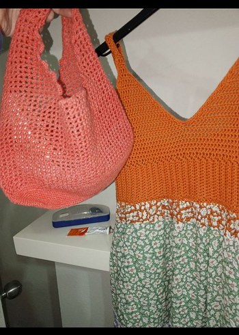 Bohem Çok Renkli Örgü Uzun Elbise - Görsel 3