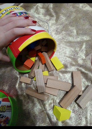 40 Parça Renkli Ahşap Blok Seti - Görsel 4