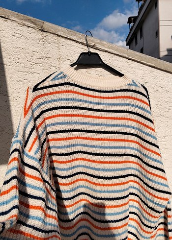 xl Beden çeşitli Renk Çizgili, Örgü, Uzun Kollu Kadın Kazak