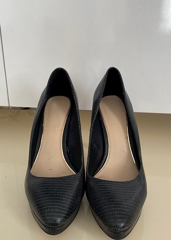 Siyah Yılan Desenli Stiletto Topuklu Kadın Ayakkabı - Görsel 3