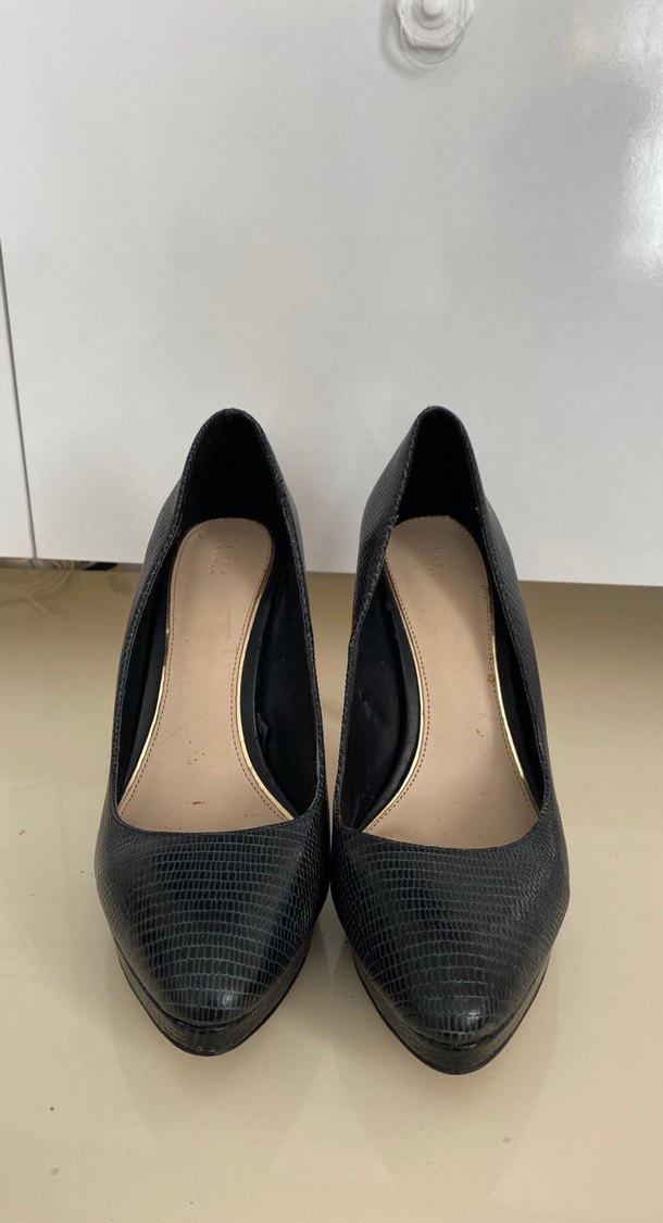 Siyah Yılan Desenli Stiletto Topuklu Kadın Ayakkabı - Görsel 3