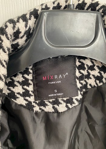 Düğmeli Desenli Gri Kadın Uzun Kaban - Görsel 3