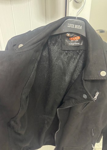 Diğer Siyah Süet Biker erkek Ceket