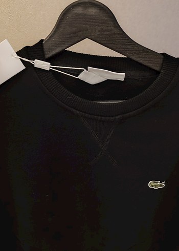 xl Beden siyah Renk LACOSTE Siyah Erkek Sweatshirt, Bisiklet Yaka, Rahat Kesim