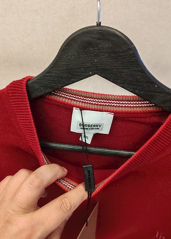 Burberry Bordo Erkek Bisiklet Yaka Triko Kazak