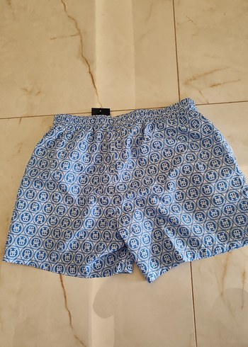 Mavi Bağcıklı Erkek Deniz Şortu - Görsel 7