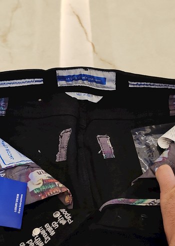 Koyu Siyah Baskılı Erkek Kot Pantolon - Görsel 9