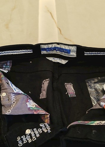 Koyu Siyah Baskılı Erkek Kot Pantolon - Görsel 4