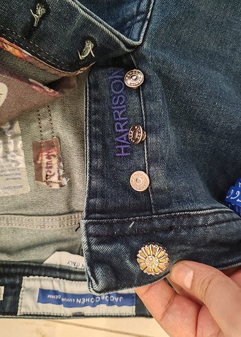 Düğmeli Koyu Mavi Erkek Denim Pantolon - Görsel 4