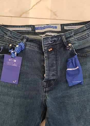 Düğmeli Koyu Mavi Erkek Denim Pantolon - Görsel 3
