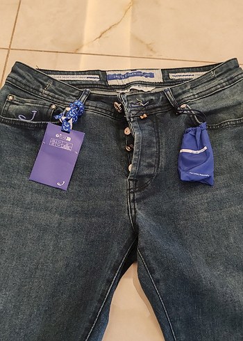 Düğmeli Koyu Mavi Erkek Denim Pantolon - Görsel 2