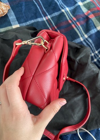 Kırmızı Deri Kadın Çanta Fermuarlı - Görsel 2