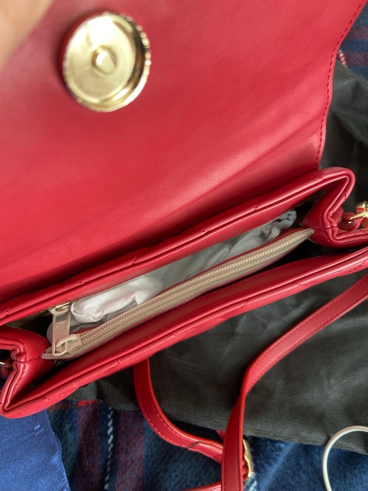 Kırmızı Deri Kadın Çanta Fermuarlı - Görsel 3