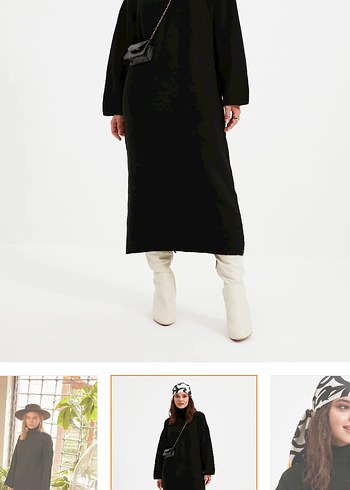 Kadın Uzun Siyah Triko Elbise - Görsel 2