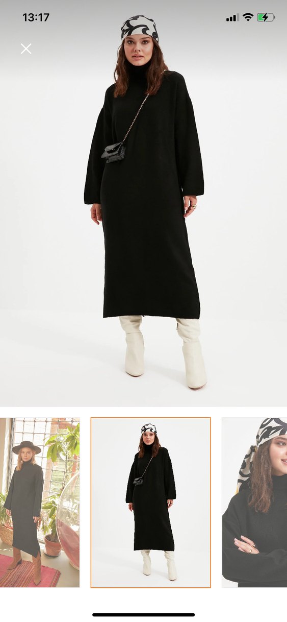 Kadın Uzun Siyah Triko Elbise - Görsel 2