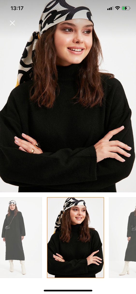 Kadın Uzun Siyah Triko Elbise - Görsel 3