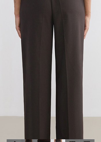 Düz Kesim Pilili Kahverengi Kadın Kumaş Pantolon - Görsel 3