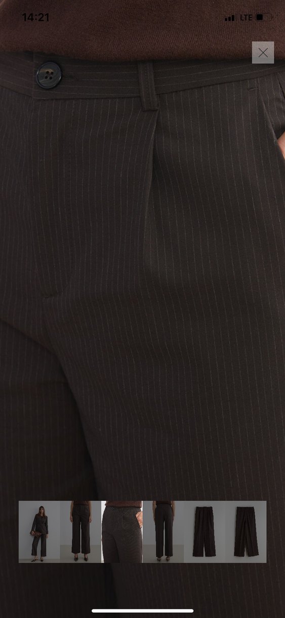 Düz Kesim Pilili Kahverengi Kadın Kumaş Pantolon - Görsel 2