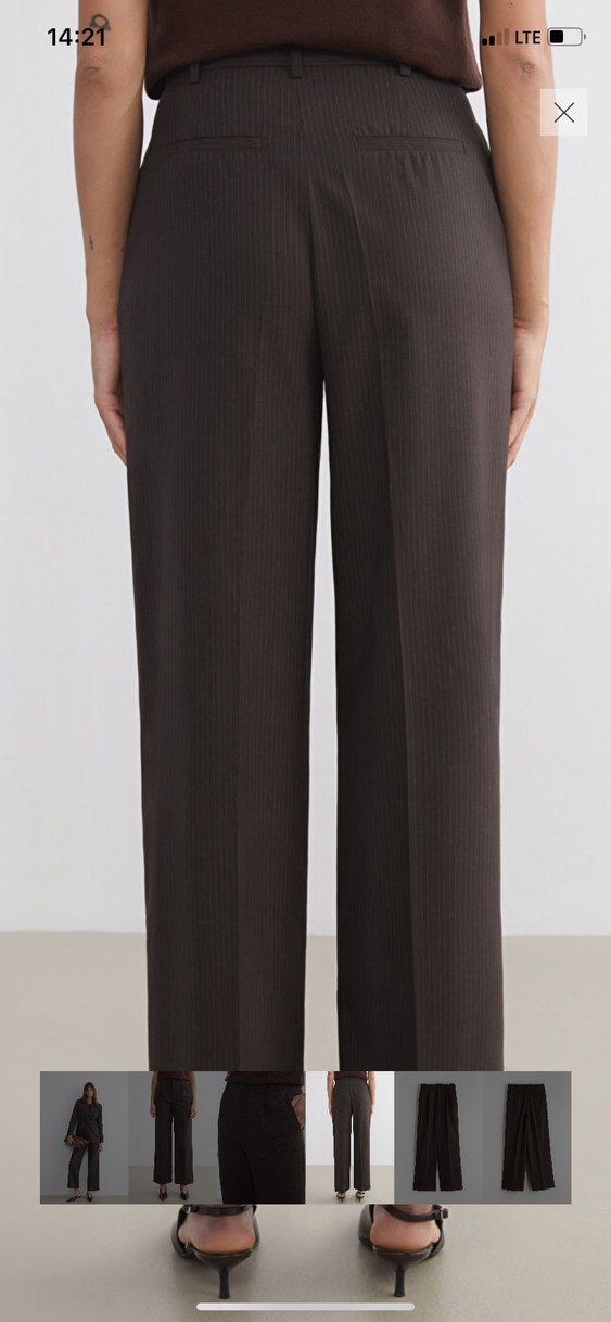 Düz Kesim Pilili Kahverengi Kadın Kumaş Pantolon - Görsel 3