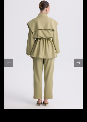 Kadın Bej Kemerli Regular Fit Takım - Görsel 3
