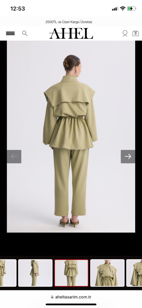 Kadın Bej Kemerli Regular Fit Takım - Görsel 3