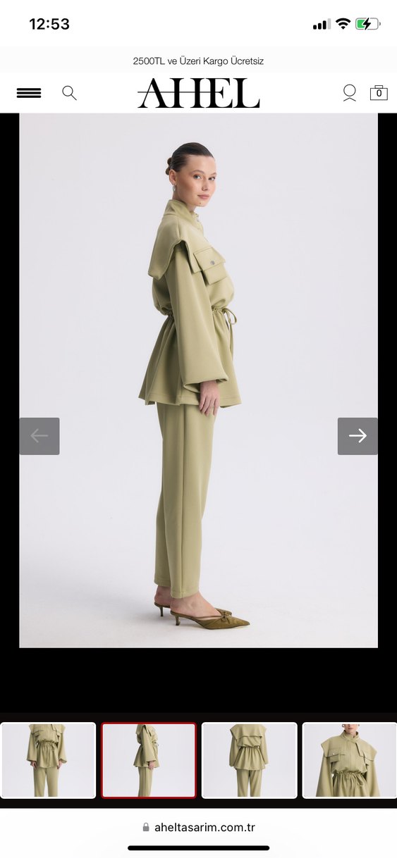 Kadın Bej Kemerli Regular Fit Takım - Görsel 2