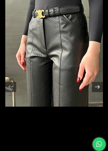 Siyah Yılan Desenli Deri Kemerli Pantolon - Görsel 2