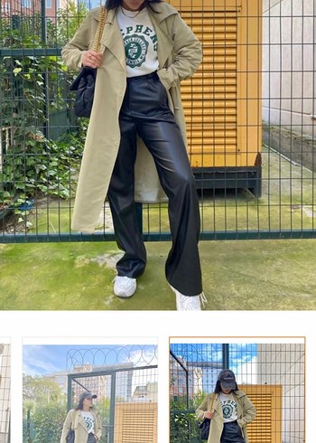 Düğmeli Siyah Suni Kumaş Pantolon - Görsel 4