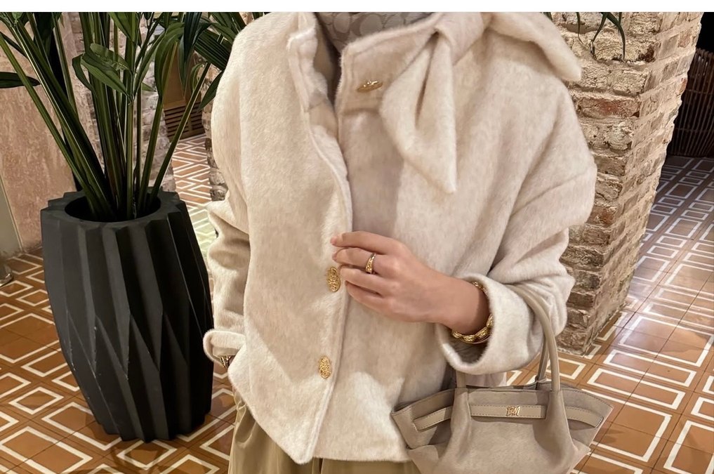 Kadın Bej Midi Kaban, Kürklü Detaylı - Görsel 2