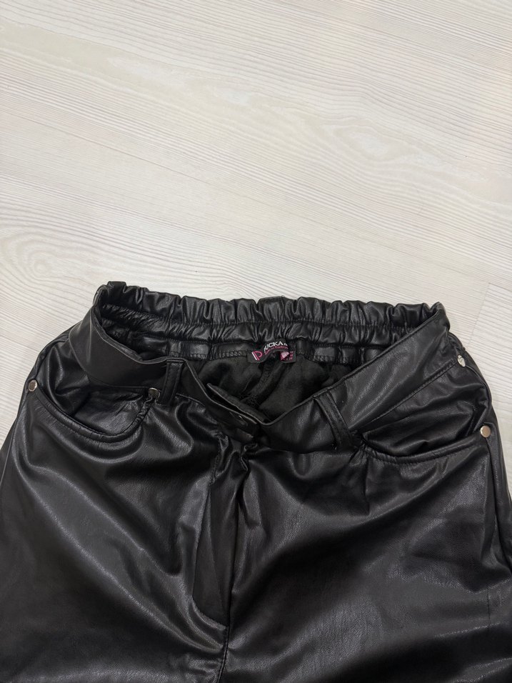 Siyah Deri Kemerli Salaş Kadın Pantolon - Görsel 3