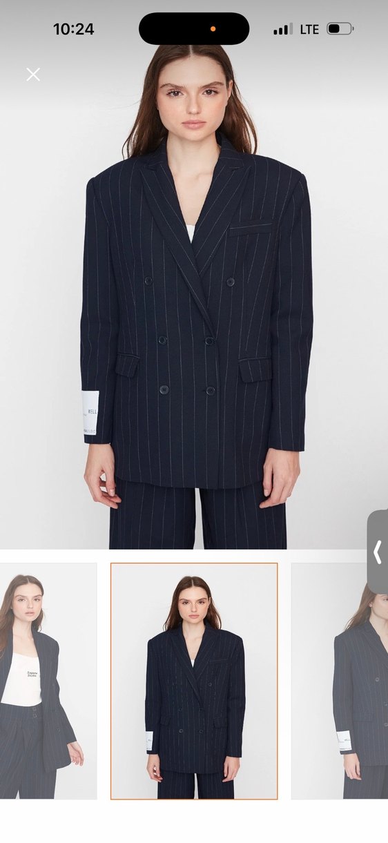 Siyah Çizgili Kısa Kesim Kadın Blazer - Görsel 4