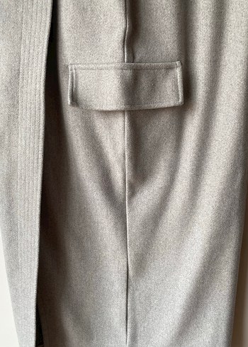 Gri Midi  Kemerli Etek - Görsel 4