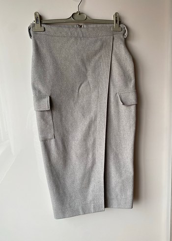 Gri Midi  Kemerli Etek - Görsel 2