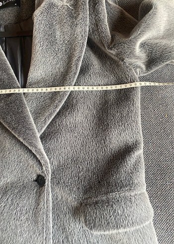 Gri uzun kaşmir dokulu uzun kaban - Görsel 5