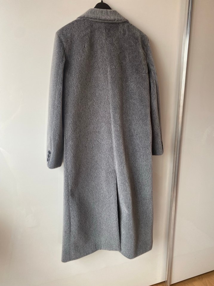 Gri uzun kaşmir dokulu uzun kaban - Görsel 3