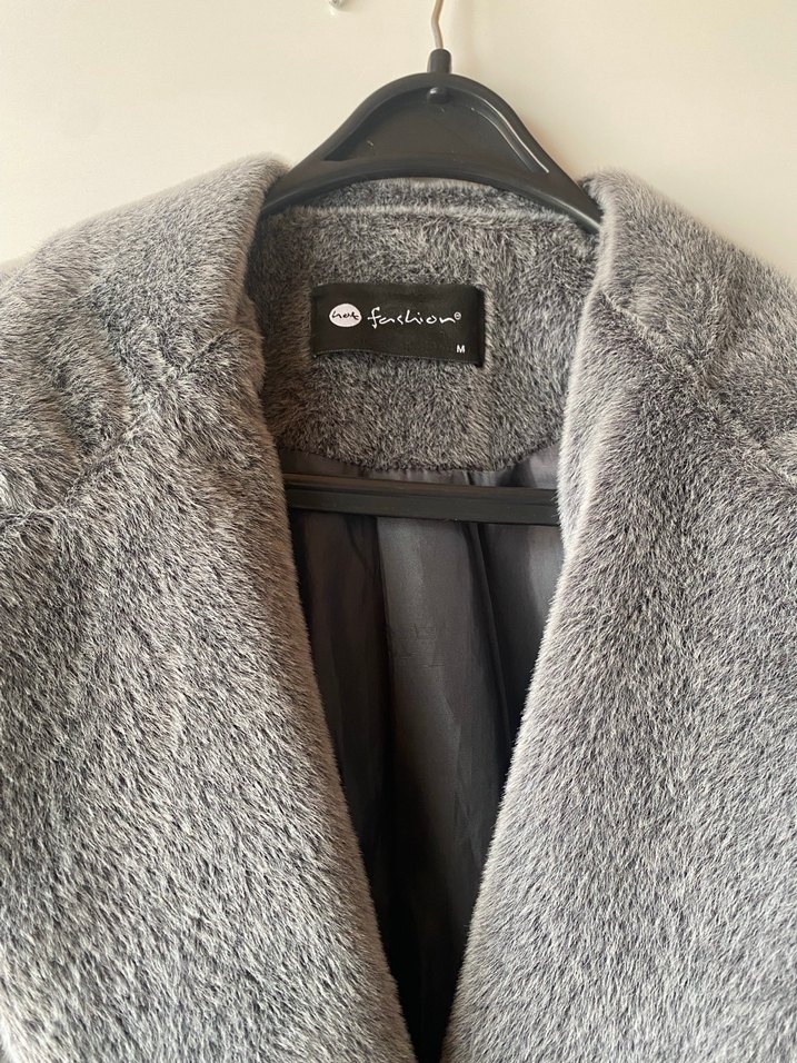 Gri uzun kaşmir dokulu uzun kaban - Görsel 2