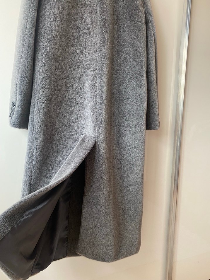 Gri uzun kaşmir dokulu uzun kaban - Görsel 4