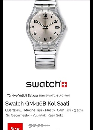 Swatch Gm416B Unisex Kol Saati Swatch Saat %20 İndirimli - Gardrops