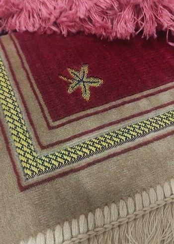 2 adet Pembe İşlemeli püsküllü Geleneksel seccade - Görsel 4