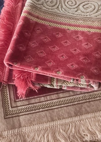 2 adet Pembe İşlemeli püsküllü Geleneksel seccade - Görsel 3