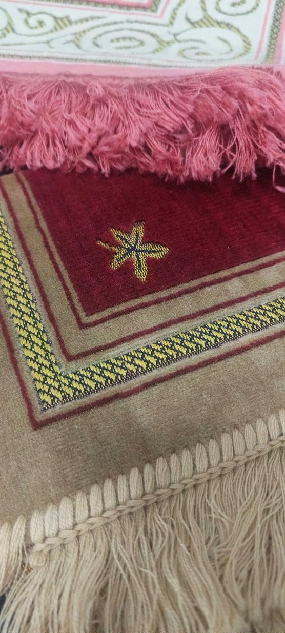 2 adet Pembe İşlemeli püsküllü Geleneksel seccade - Görsel 4
