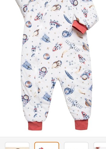 Bebek Beyaz astronot Uzun Kollu uyku Tulumu - Görsel 2