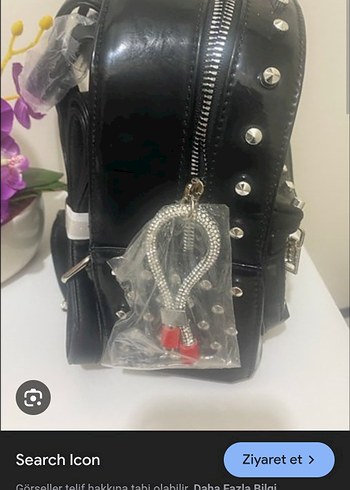 Siyah Deri Çivili Taşlı Kadın Küçük Sırt Çantası - Görsel 3
