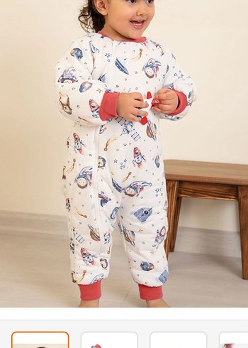 Astronot Bebek Uyku Tulumu, Fermuarlı, Uzun Kollu - Görsel 2