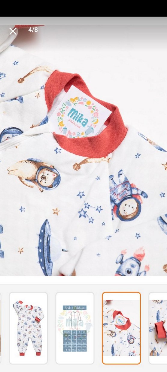 Astronot Bebek Uyku Tulumu, Fermuarlı, Uzun Kollu - Görsel 5