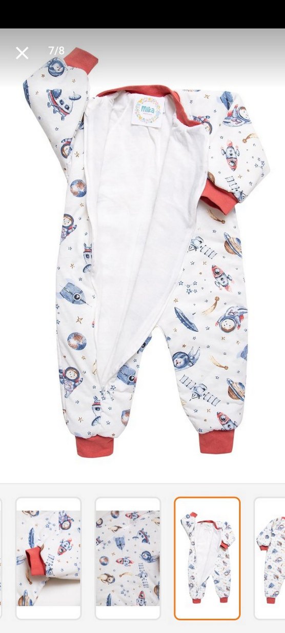 Astronot Bebek Uyku Tulumu, Fermuarlı, Uzun Kollu - Görsel 3